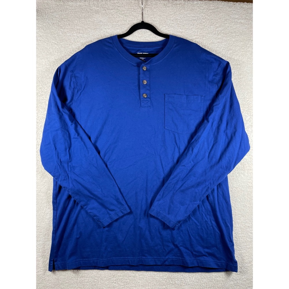 duluth trading longtail t long sleeve henley button neck all cotton 2XL workwear